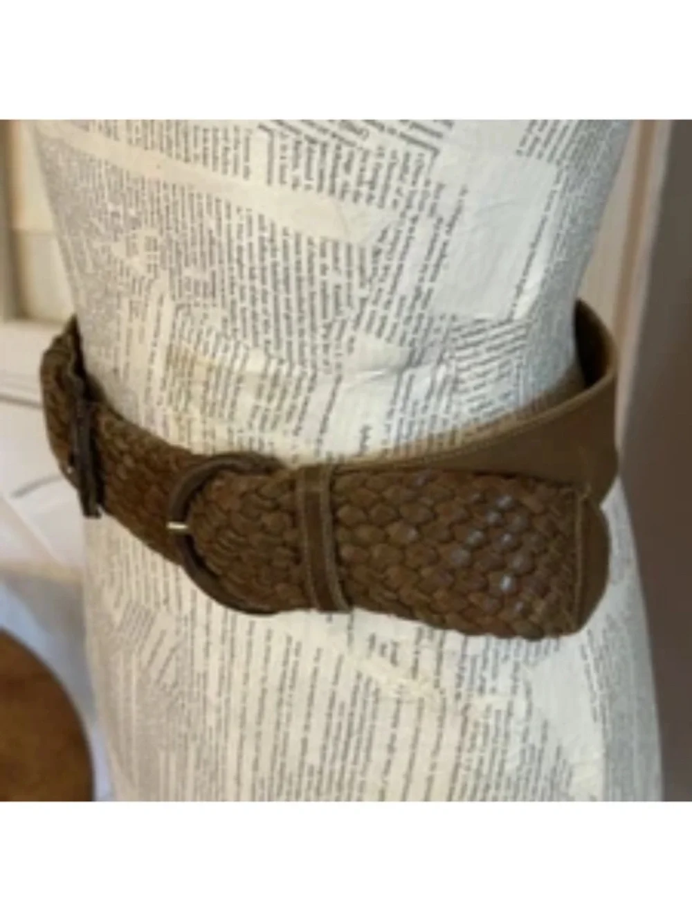 VINTAGE ECHO BRAIDED LEATHER DOUBLE BUCKLE BELT M 34
